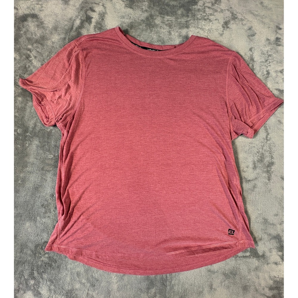 Layer 8 Mens Qwick-Dry Performance T-Shirt Large Burgundy Heathered Polyester